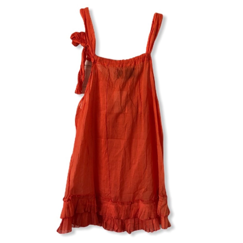Luluvia Coral Orange Light Weight 100% Cotton Gauze Tunic Tank Womens Small - Picture 2 of 5